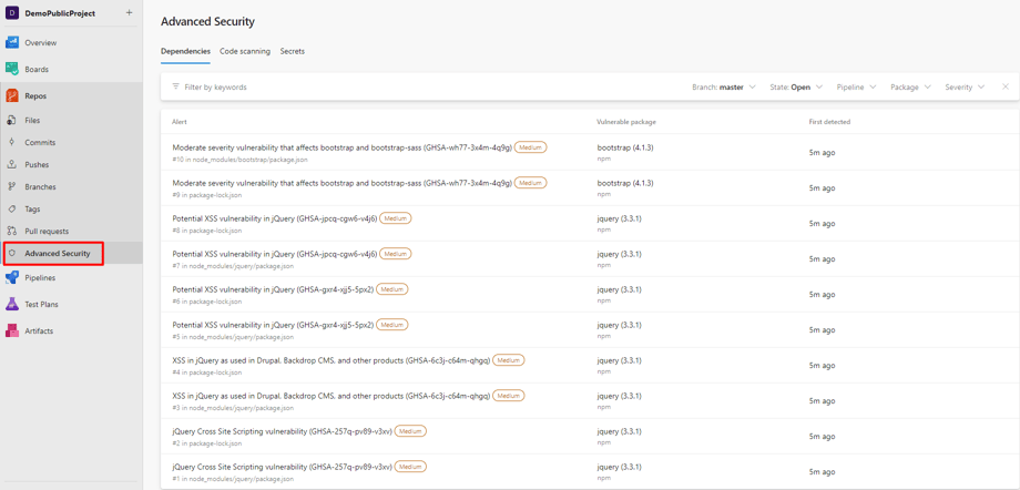 Advanced Security for Azure DevOps